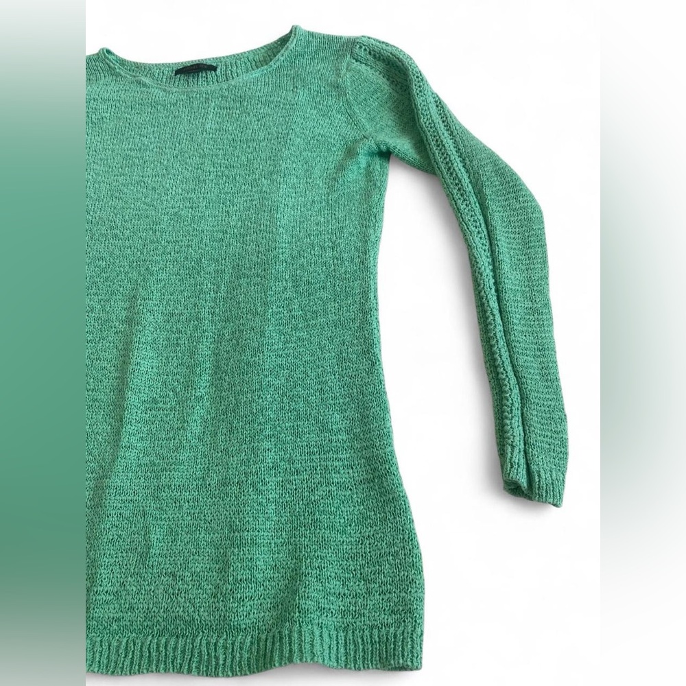 Rachel Zoe Karla Mint Green Open-Knit Cotton Blend Sweater, Size Large EUC - Picture 3 of 8